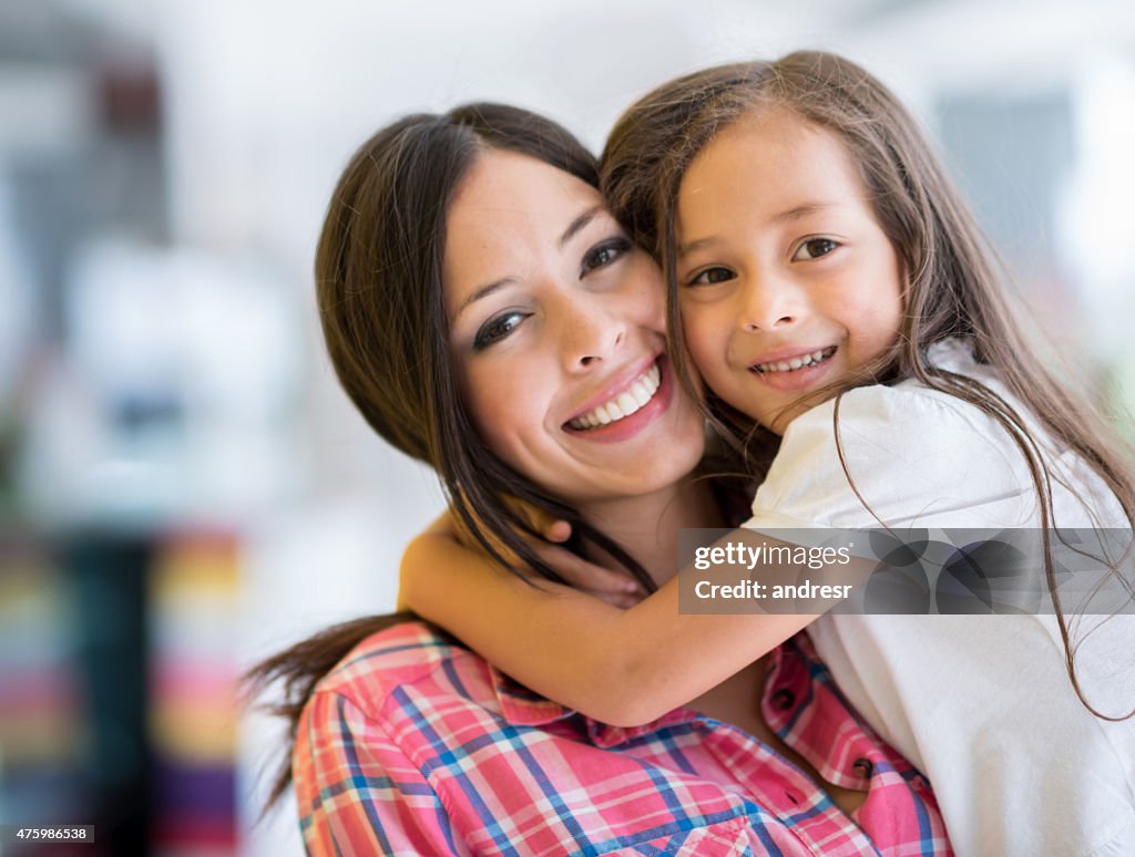 Loving mother and daughter
