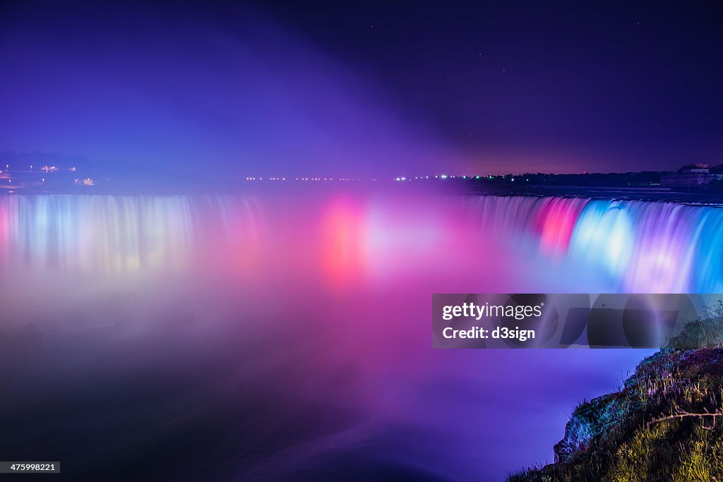 Niagara Falls At Night With Colorful Lighting High-Res Stock Photo ...