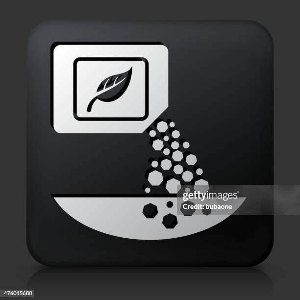black square button with fertilizer icon - fertilizer stock illustrations