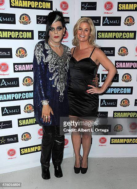 Artist Sham Ibrahim and personality Liz Crokin at the Art Exhibition Red Carpet Event Unveiling Of Celeb Selfies Portrait Series By Pop Artist Sham...