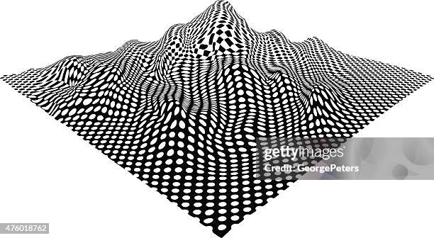 checkered landscape with mountains - moire stock illustrations