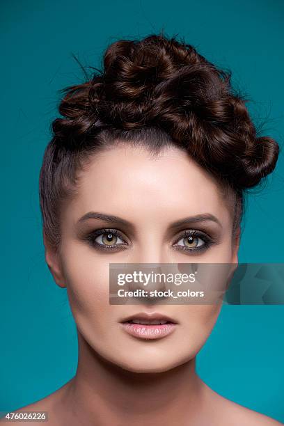 woman with fashionable hairstyle - up do stock pictures, royalty-free photos & images