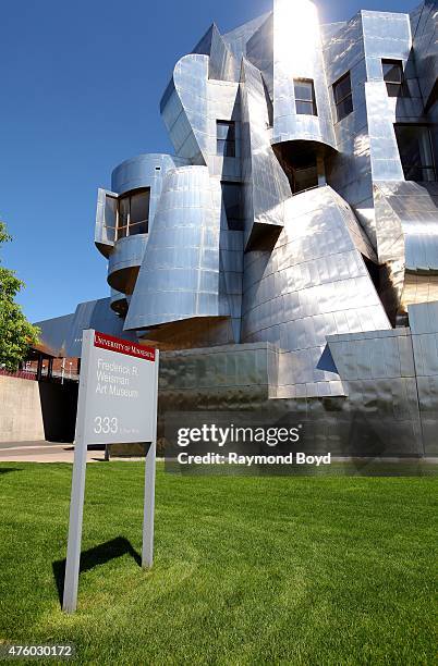 Frank Gehry's Frederick R. Weisman Art Museum on the University of Minnesota campus on May 21, 2015 in Minneapolis, Minnesota.