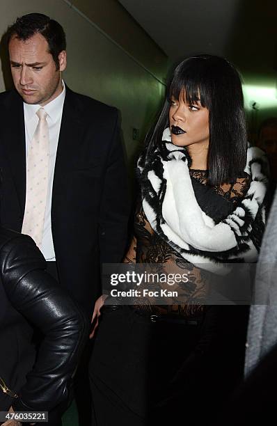Rihanna attends the Jean Paul Gaultier Show as part of the Paris Fashion Week Womenswear Fall/Winter 2014-2015 at Espace Oscar Niemayer on March 01,...