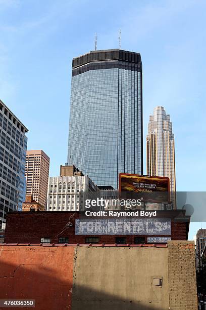 The IDS Center stands out amongst other downtown office buildings on May 22, 2015 in Minneapolis, Minnesota.
