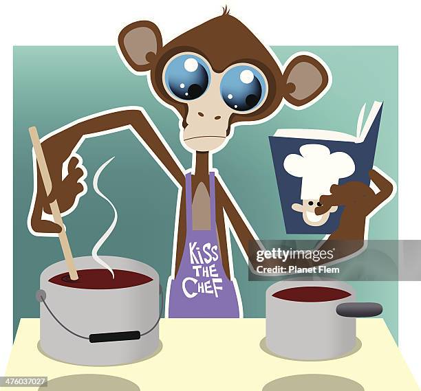 monkey making recipes - stew stock illustrations