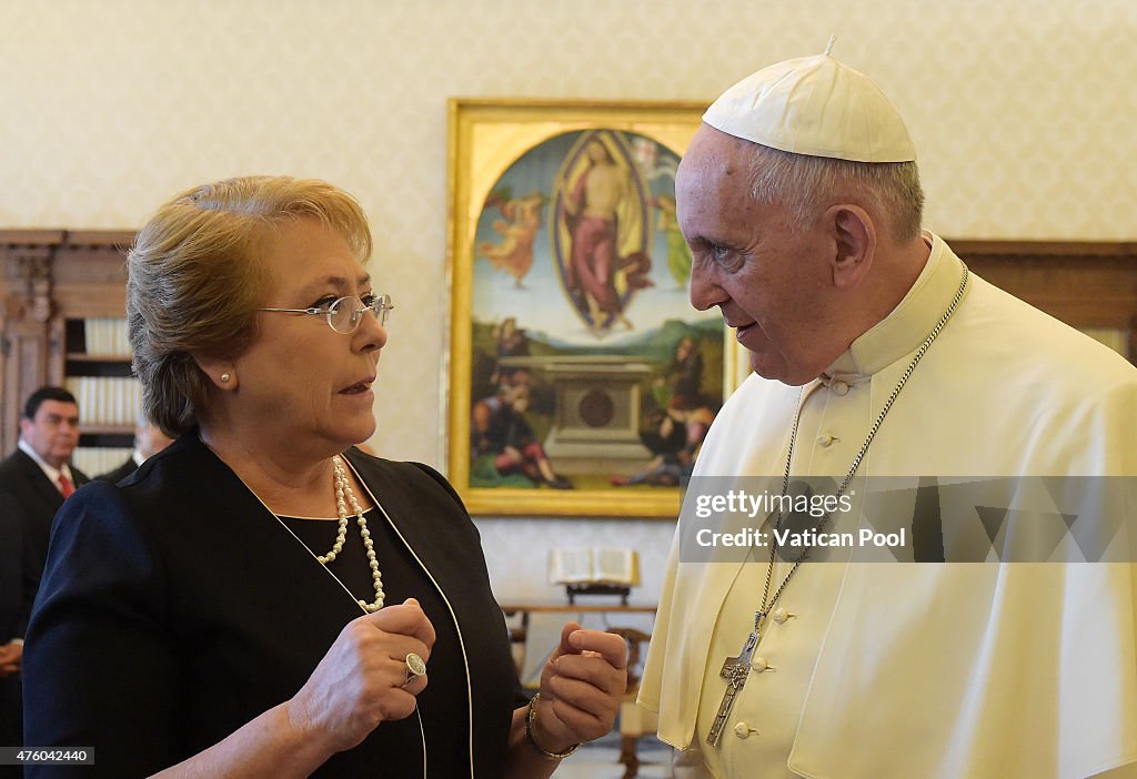 Pope Francis Meets President of Chile Veronica Michelle Bachelet Jeria