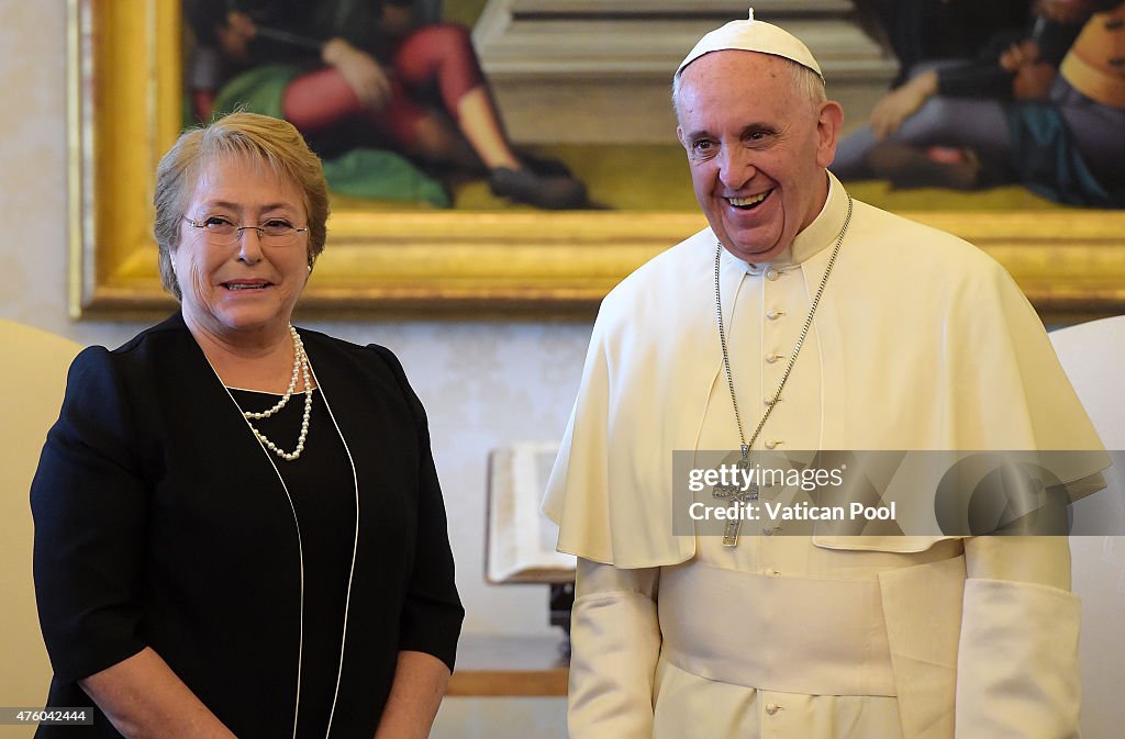 Pope Francis Meets President of Chile Veronica Michelle Bachelet Jeria