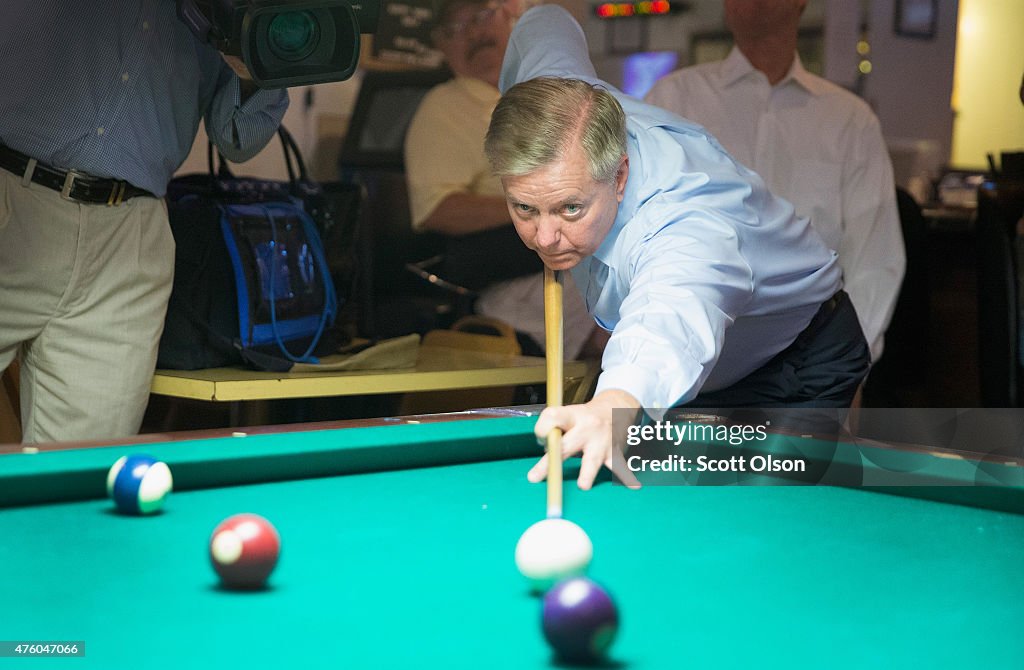 GOP Presidential Candidate Lindsey Graham Visits VFW Post In Iowa