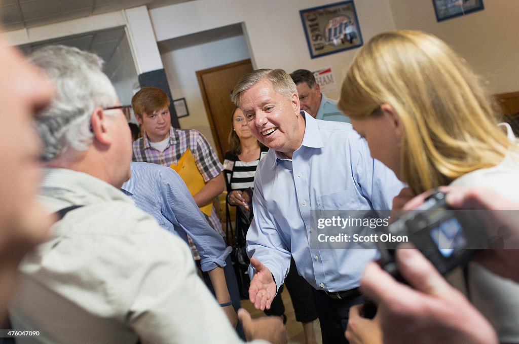 GOP Presidential Candidate Lindsey Graham Visits VFW Post In Iowa
