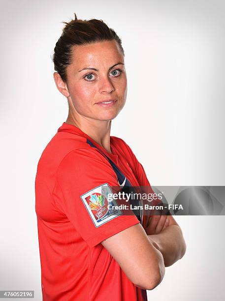 Nora Holstad Berge of Norway poses during the FIFA Women's World Cup 2015 portrait session at Fairmont Chateau Laurier on June 3, 2015 in Ottawa,...