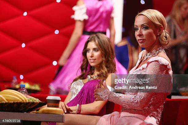Cora Schumacher and Cathy Fischer attend the final show of the television competition 'Let's Dance' on June 5, 2015 in Cologne, Germany.