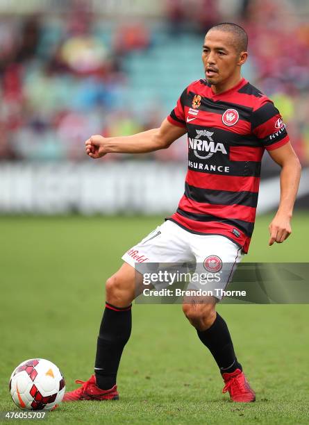 Shinji Ono of the Wanderers controls the ball during the round 21 A-League match between the Western Sydney Wanderers and the Newcastle Jets at...