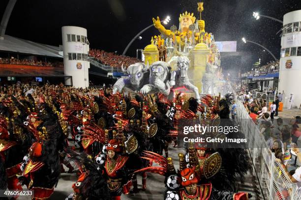 Gavioes da Fiel Samba School in Sambodromo during the Sao Paulo Carnaval on March 01, 2014 in Sao Paulo, Brazil.