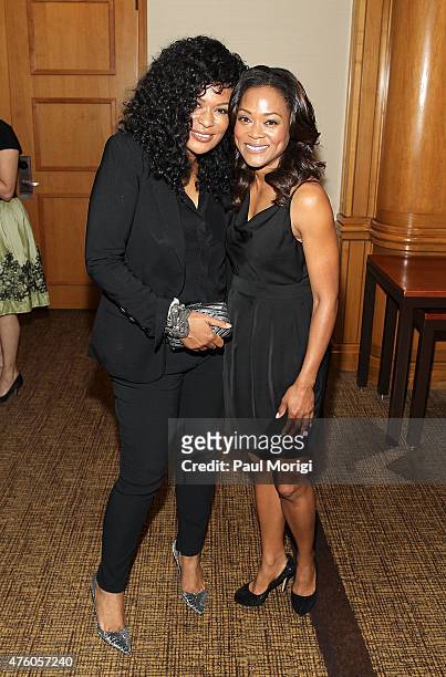 Women's Empowerment Honoree Beverly Bond and Robin Givens pose for a photo at the 2015 Women Of Distinction Awards Gala at Grand Hyatt Washington DC...