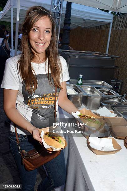 Guest presents the kielbasa saussage of Chef Isaac McHale during the Fooding 15th Anniversary Party Day One at La Rotonde Stalingrad on June 5, 2015...
