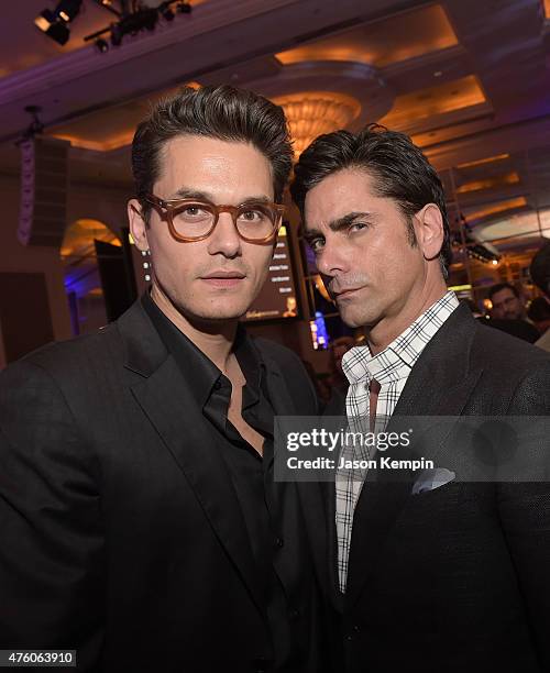 Musician John Mayer and actor John Stamos attend the "Cool Comedy - Hot Cuisine" To Benefit The Scleroderma Research Foundation benefit at the...