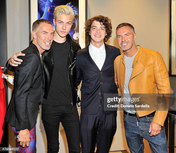 Designer Dean Caten, musician Lucky Blue Smith, actor Israel Broussard and designer Dan Caten attend DSQUARED2 Los Angeles cocktail party and dinner...
