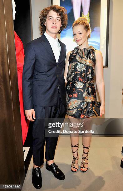 Actors Israel Broussard and Sadie Calvano attend DSQUARED2 Los Angeles cocktail party and dinner hosted by Dean and Dan Caten on June 5, 2015 in...