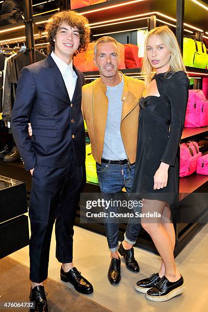 Actor Israel Broussard, designer Dan Caten and Alexandra Spencer attend DSQUARED2 Los Angeles cocktail party and dinner hosted by Dean and Dan Caten...