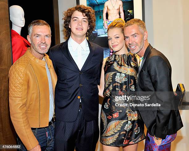 Designer Dan Caten, actors Israel Broussard, Sadie Calvano and designer Dean Caten attend DSQUARED2 Los Angeles cocktail party and dinner hosted by...