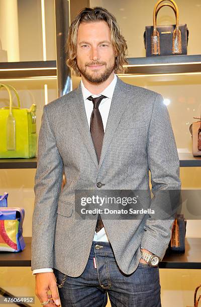 Model Gabriel Aubry attends DSQUARED2 Los Angeles cocktail party and dinner hosted by Dean and Dan Caten on June 5, 2015 in Beverly Hills, California.