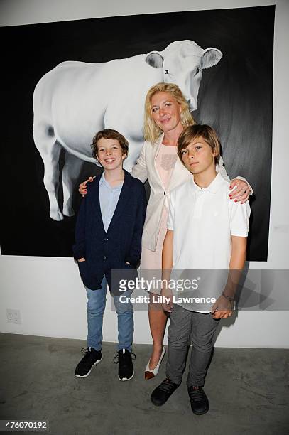 Actress Kate Ashfield and family attends Alison Eastwood hosts The Art For Animals Fundraiser Art event at De Re Gallery on June 5, 2015 in West...