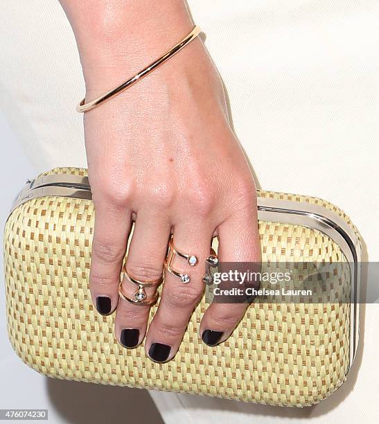 Actress Jodie Sweetin, clutch and jewelry detail, attends the 'Cool Comedy - Hot Cuisine" to benefit the Scleroderma Research Foundation at the...