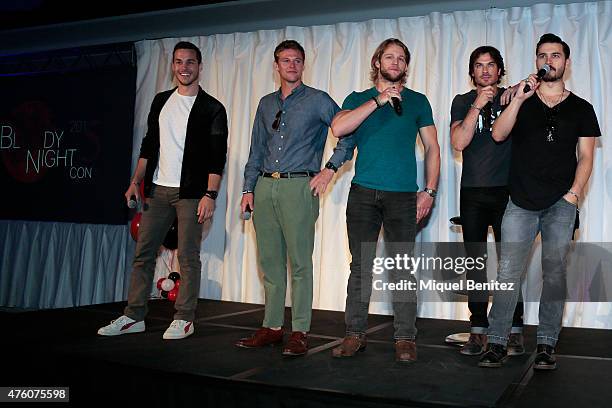 Chris Wood, Zach Roerig, Chase Coleman, Ian Somerhalder and Michael Malarkey attend fans meeting of 'Bloody Night Con 2015' at the Hotel Barcelo...