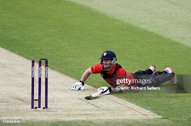 Durham Jets Paul Collingwood run out during the NatWest T20 Blast between Durham Jets and Birmingham Bears at Emirates Durham ICG, on June 06, 2015...