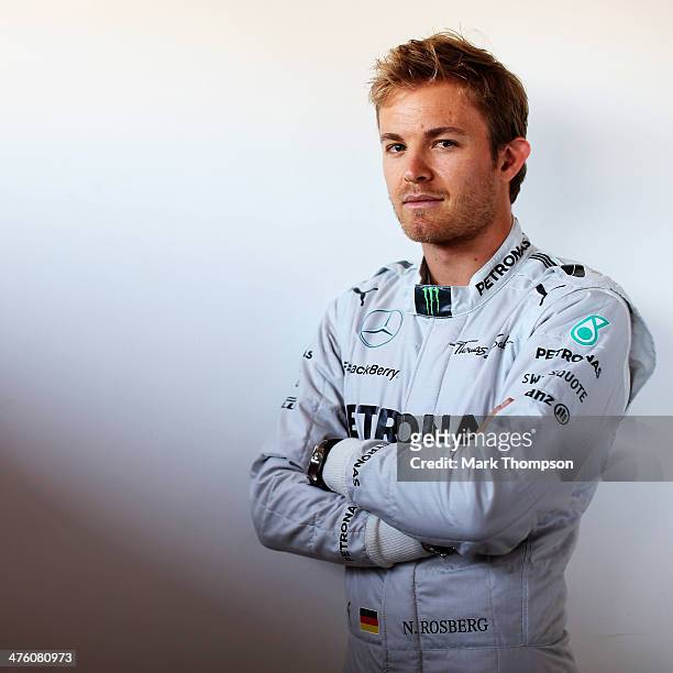Nico Rosberg of Germany and Mercedes GP poses for a photograph during day four of Formula One Winter Testing at the Bahrain International Circuit on...