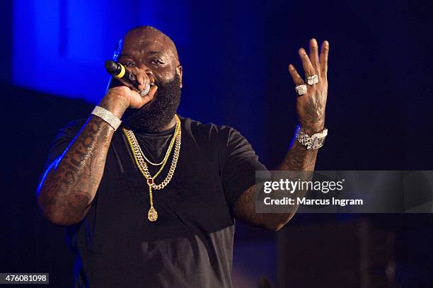 Rapper Rick Ross performs during Atlanta Greek Picnic weekend-Day 1 at Morehouse College - Forbes Arena on June 5, 2015 in Atlanta, Georgia.