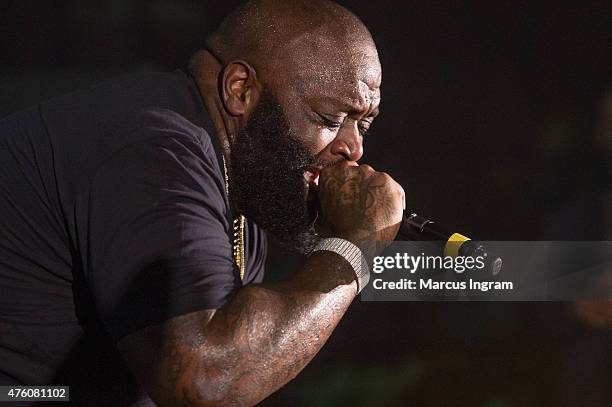 Rapper Rick Ross performs during Atlanta Greek Picnic weekend-Day 1 at Morehouse College - Forbes Arena on June 5, 2015 in Atlanta, Georgia.