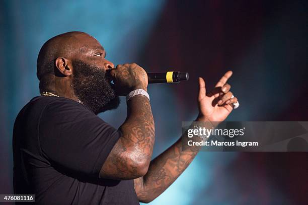 Rapper Rick Ross performs during Atlanta Greek Picnic weekend-Day 1 at Morehouse College - Forbes Arena on June 5, 2015 in Atlanta, Georgia.