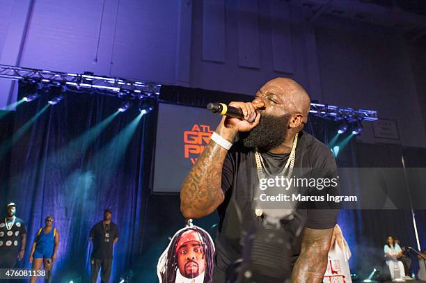 Rapper Rick Ross performs during Atlanta Greek Picnic weekend-Day 1 at Morehouse College - Forbes Arena on June 5, 2015 in Atlanta, Georgia.