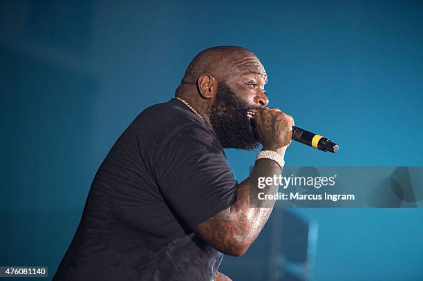 Rapper Rick Ross performs during Atlanta Greek Picnic weekend-Day 1 at Morehouse College - Forbes Arena on June 5, 2015 in Atlanta, Georgia.