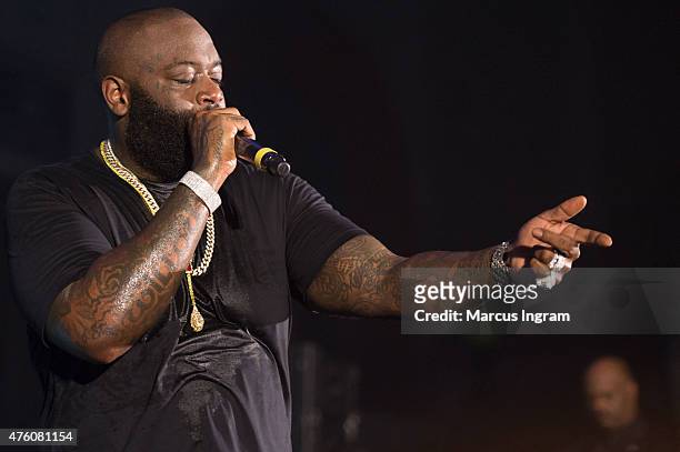 Rapper Rick Ross performs during Atlanta Greek Picnic weekend-Day 1 at Morehouse College - Forbes Arena on June 5, 2015 in Atlanta, Georgia.