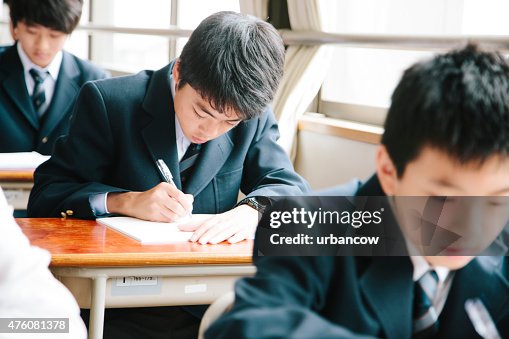 High school students, young male students working in classroom, Japan High school students, young male students working in classroom, Japan