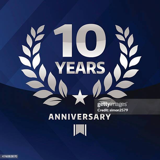 stockillustraties, clipart, cartoons en iconen met ten years anniversary emblem - 10 years