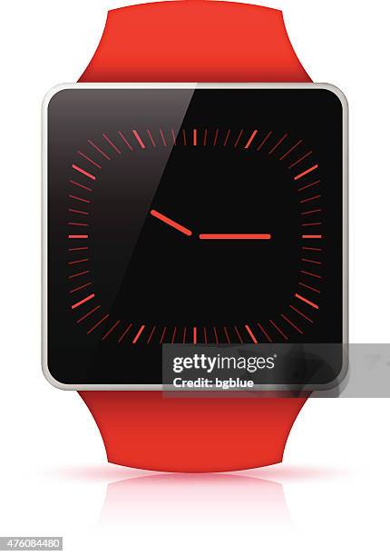 red smart watch mit zeit - réseau social stock-grafiken, -clipart, -cartoons und -symbole