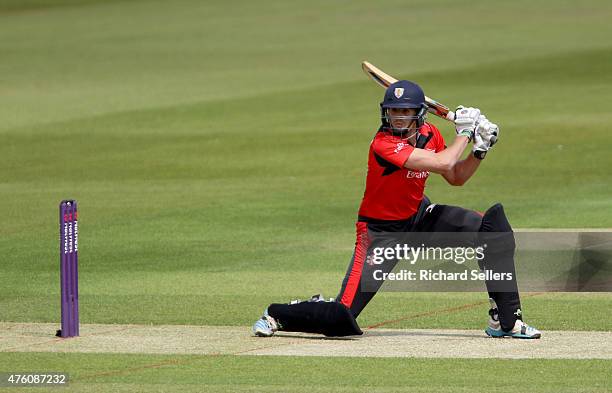 Durham Jets Calum MacLeod in action during the NatWest T20 Blast between Durham Jets and Birmingham Bears at Emirates Durham ICG, on June 06, 2015 in...