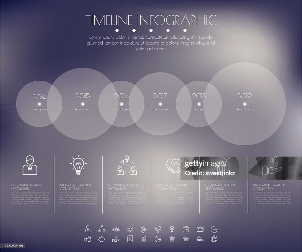 Timeline Circles Infographic. Flat Vector design template.