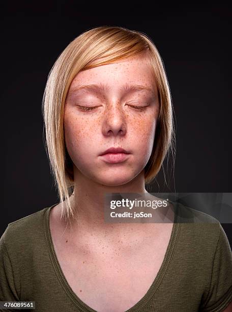 young teenager portrait-close up- eyes close - banbossy stock pictures, royalty-free photos & images