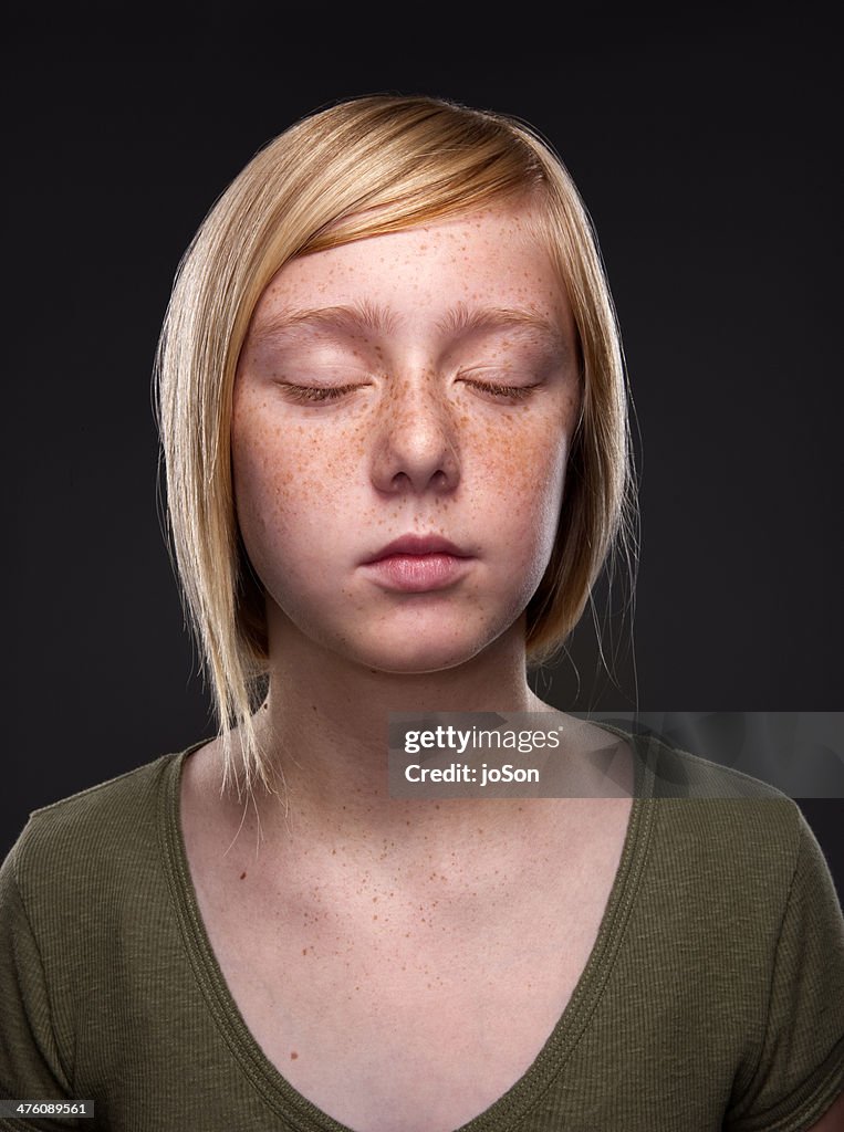 Young teenager portrait-Close up- eyes close