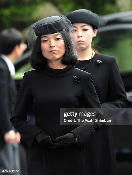 Princess Akiko and Princess Yoko of Mikasa, daughters of Prince Tomohito, attend the 'Sannenshikinensai' memorial ceremony to mark the third...