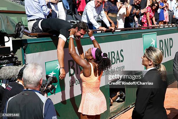 Serena Williams, here with her coach Patrick Mouratoglou, won the Women Final against Lucie Safarova during the 2015 Roland Garros French Tennis Open...