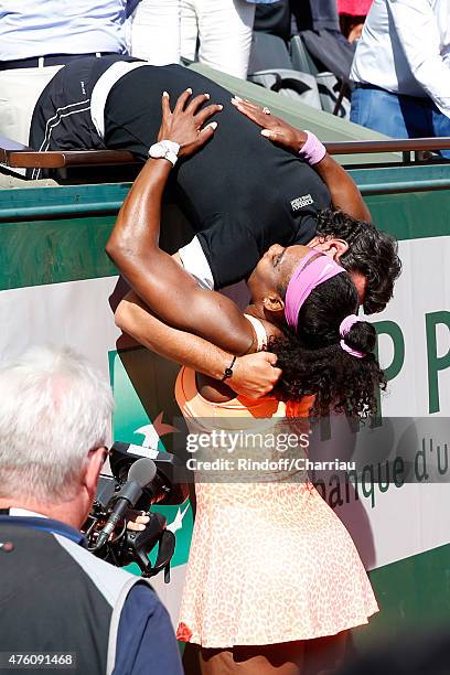 Serena Williams, here with her coach Patrick Mouratoglou, won the Women Final against Lucie Safarova during the 2015 Roland Garros French Tennis Open...