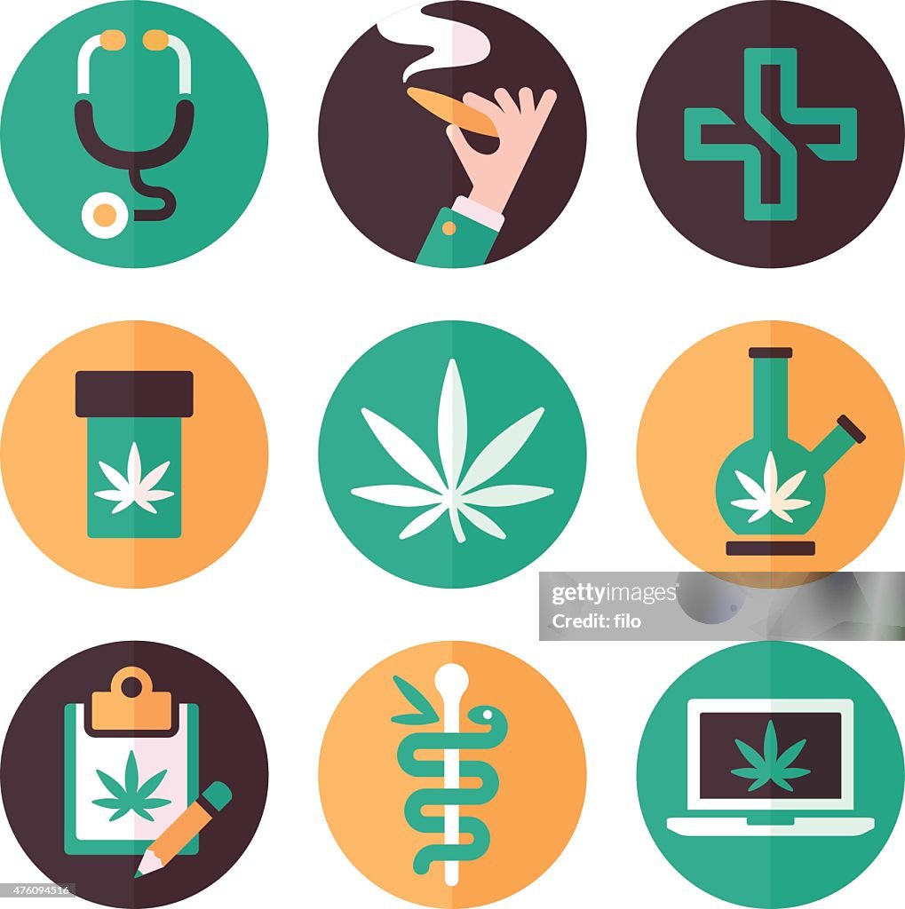 Marijuana médico símbolos e ícones