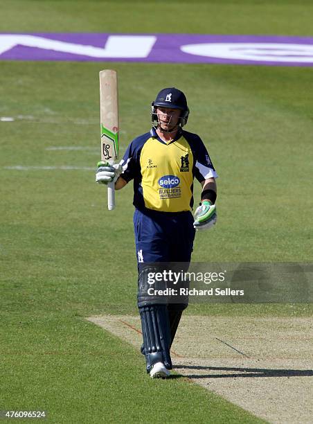 Birmingham Bears Ian Bell after scoring 50 during the NatWest T20 Blast between Durham Jets and Birmingham Bears at Emirates Durham ICG, on June 06,...