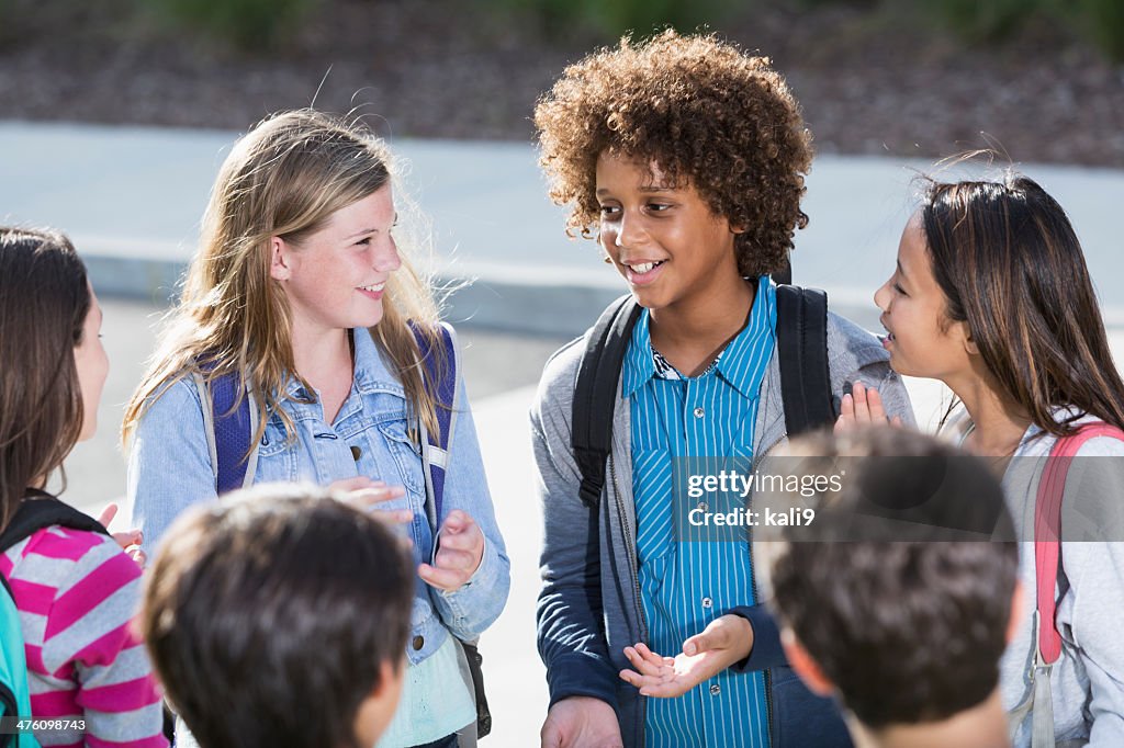 Students talking outdoors